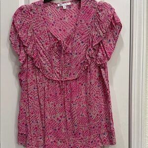 DR2 Pink and Purple Patterned Women's Blouse
